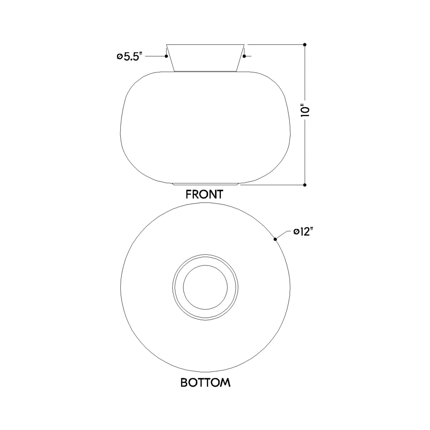 Ariella Flush Mount Ceiling Light - line drawing.