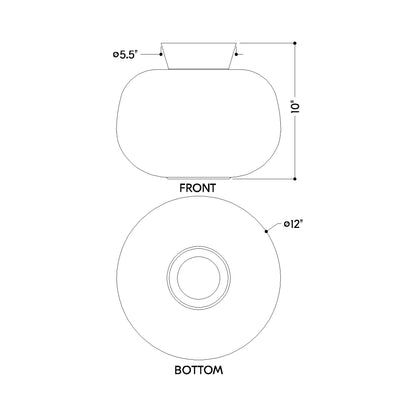 Ariella Flush Mount Ceiling Light - line drawing.