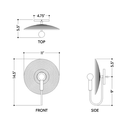 Ashby Wall Light - line drawing.