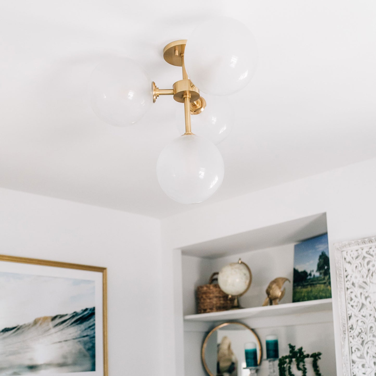 Ashleigh 4-Light LED Semi-Flush Mount Ceiling Light in living room.