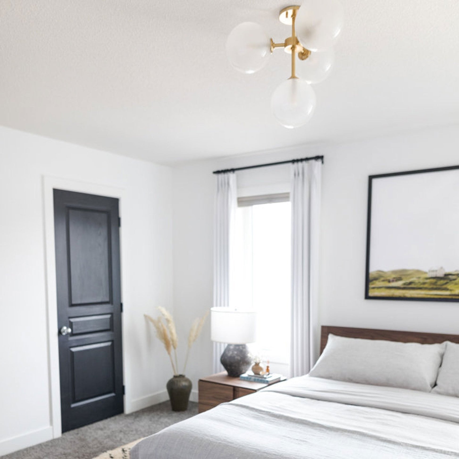 Ashleigh 4-Light LED Semi-Flush Mount Ceiling Light in bedroom.