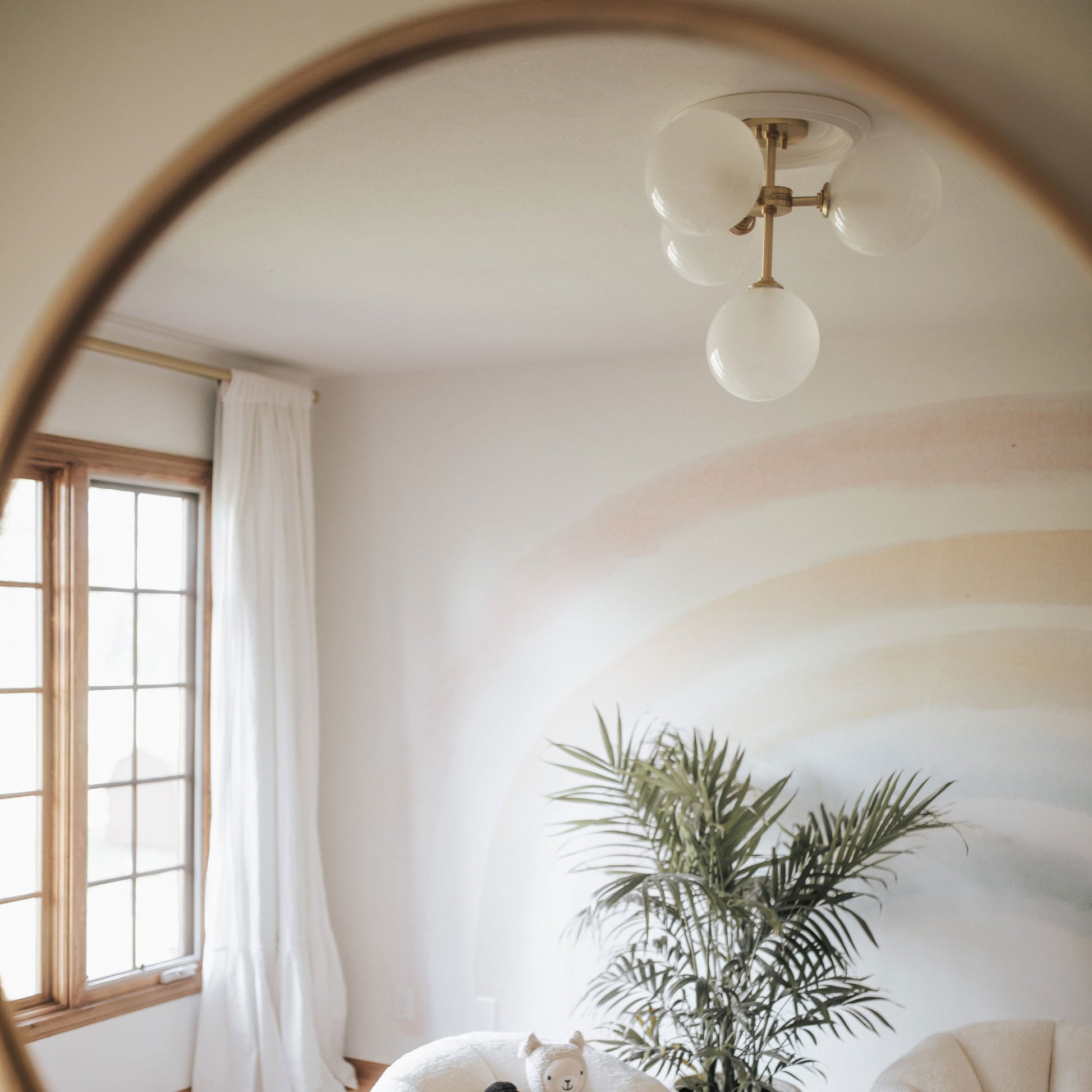 Ashleigh 4-Light LED Semi-Flush Mount Ceiling Light in bedroom.