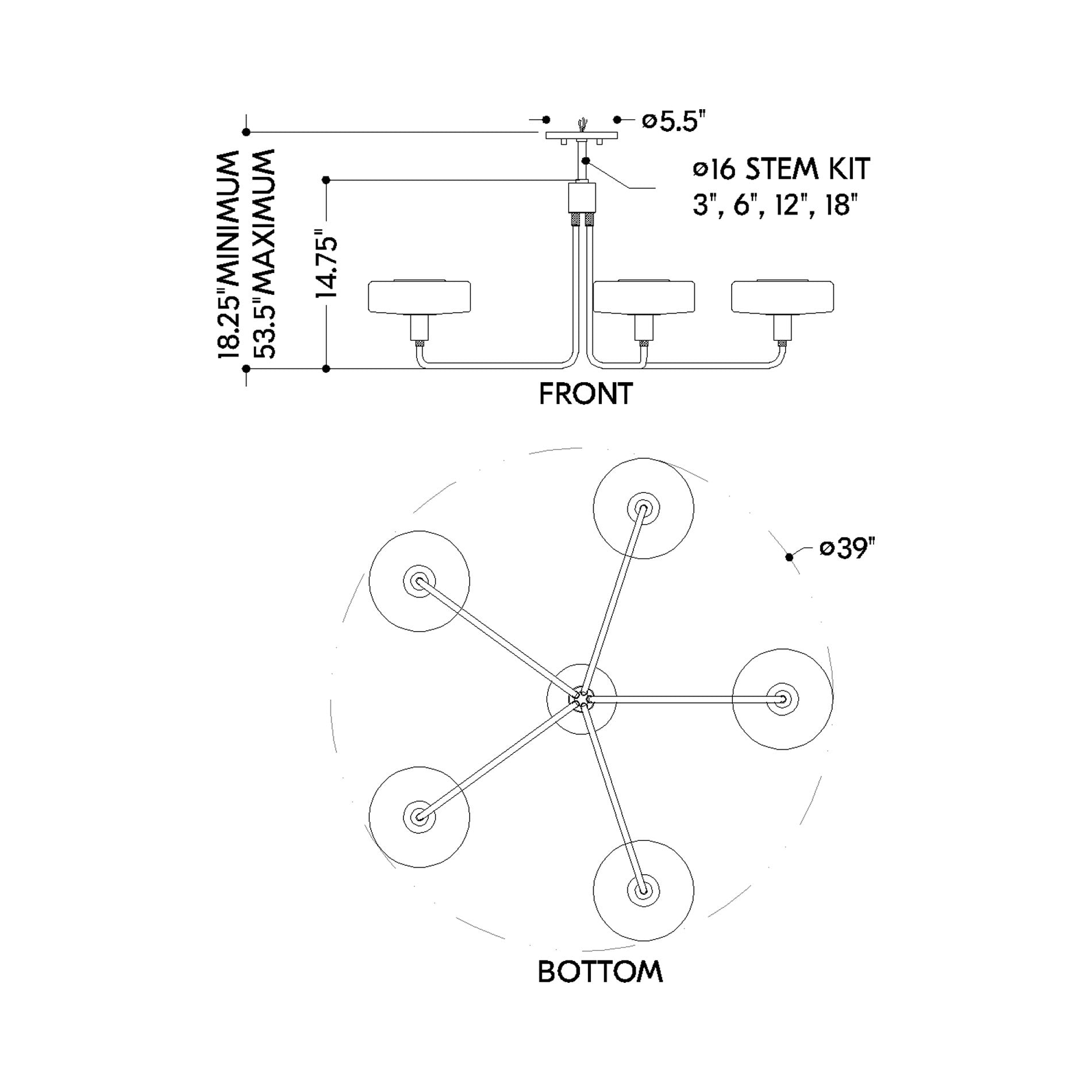 Aston Chandelier - line drawing.