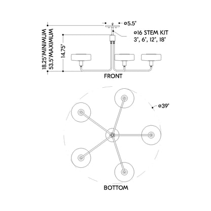 Aston Chandelier - line drawing.