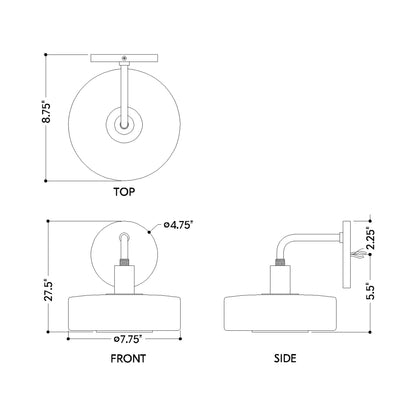 Aston Wall Light - line drawing.