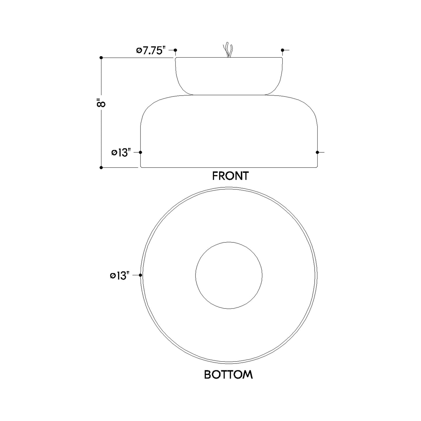 Batya Flush Mount Ceiling Light - line drawing.