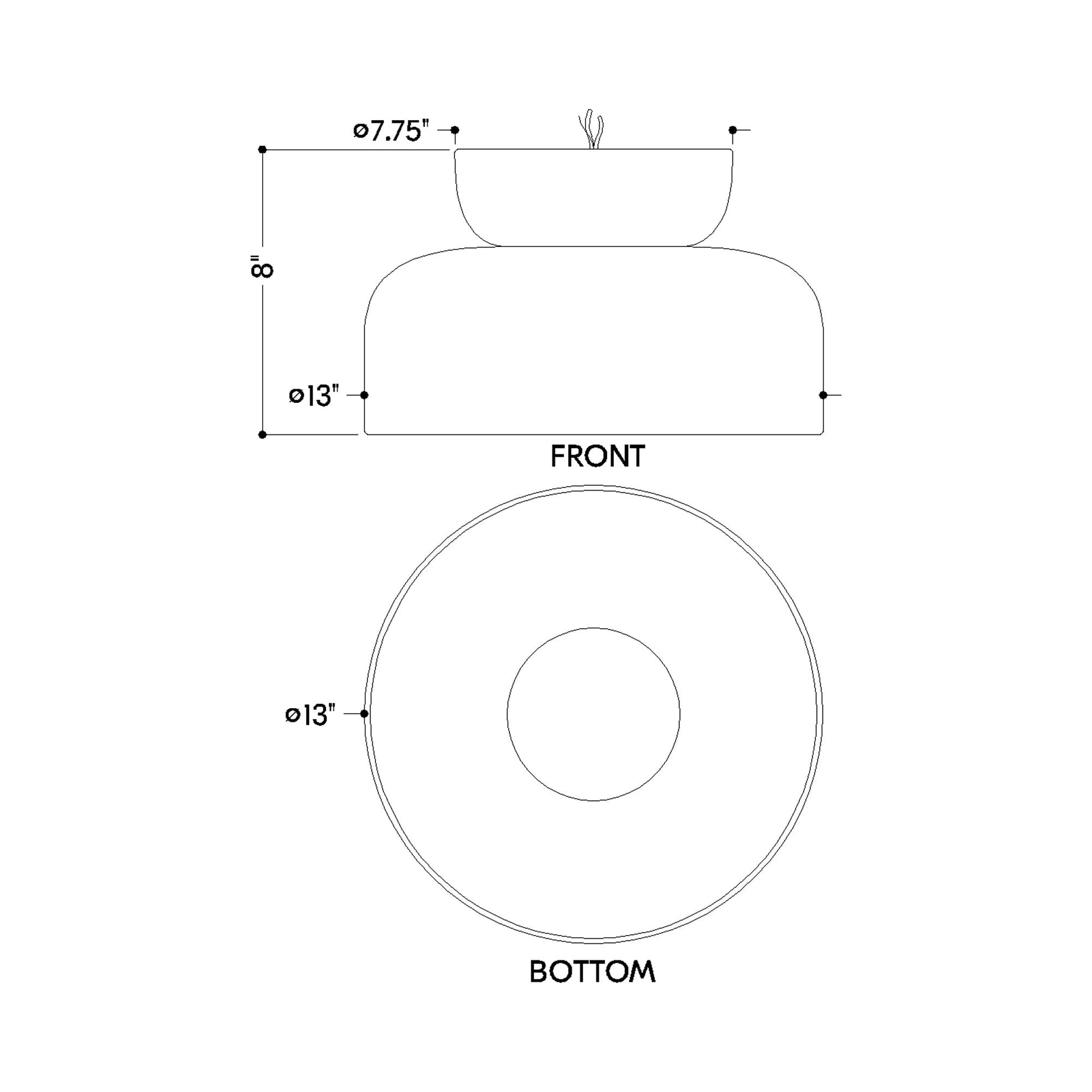 Batya Flush Mount Ceiling Light - line drawing.