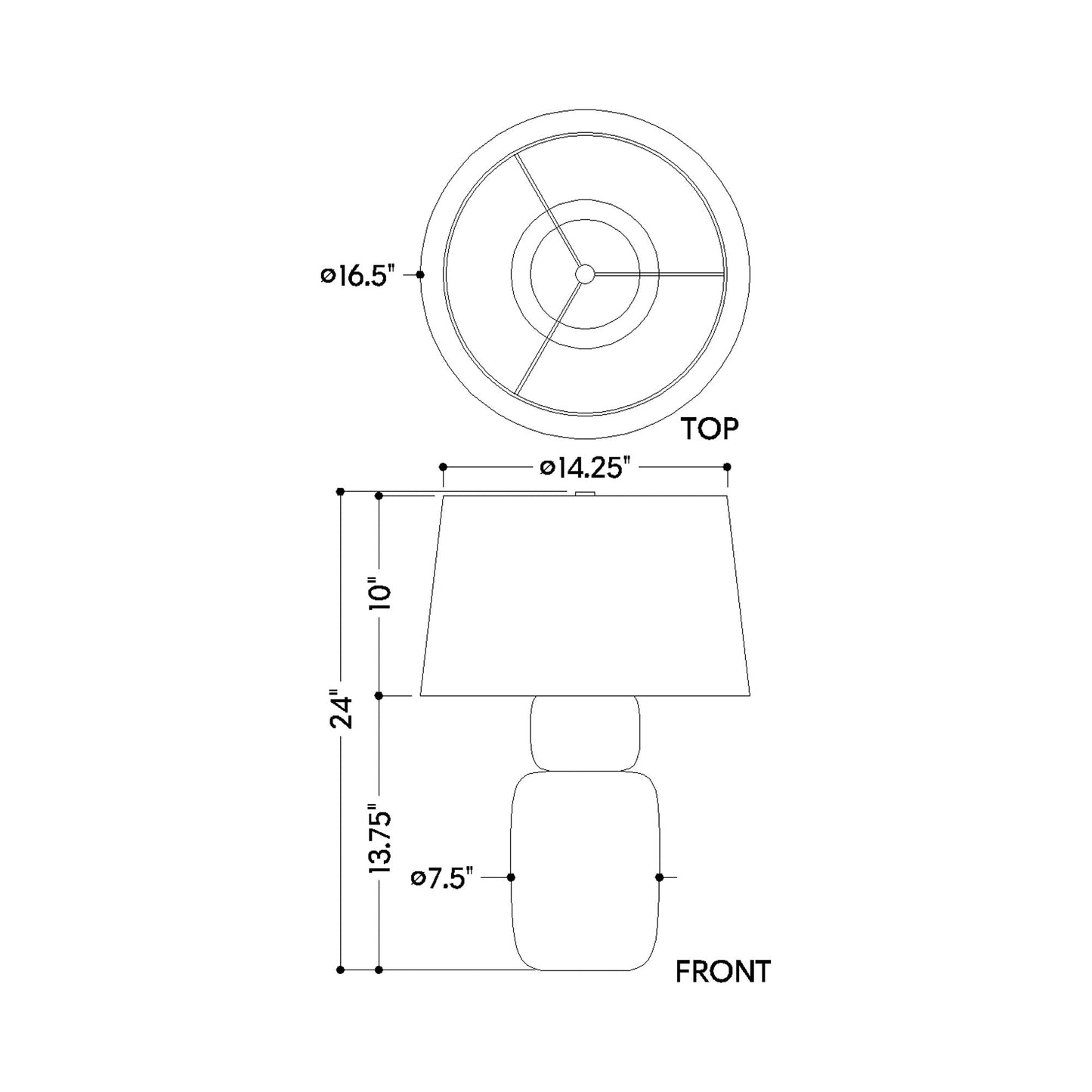 Batya Table Lamp - line drawing.