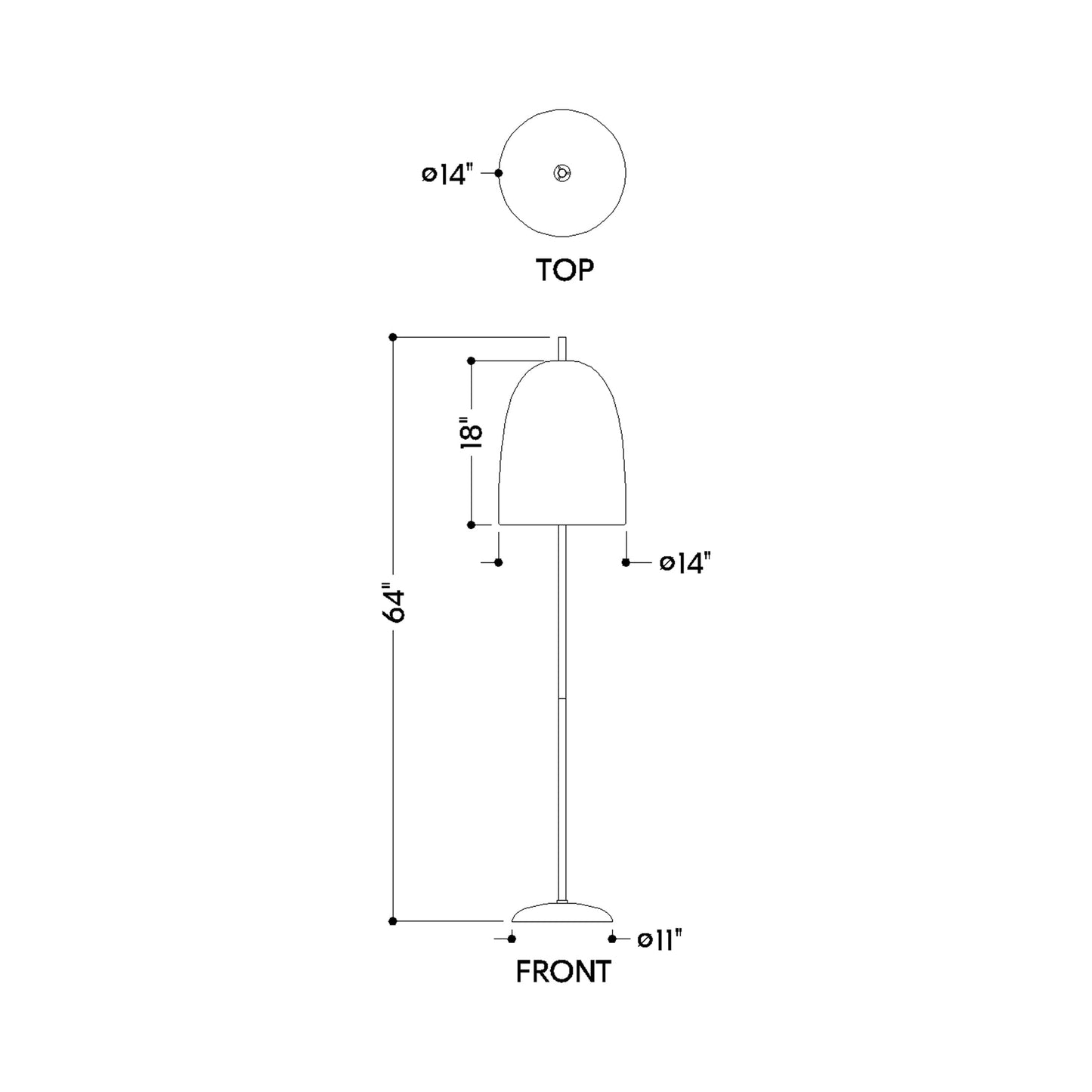 Beatrice Floor Lamp - line drawing.