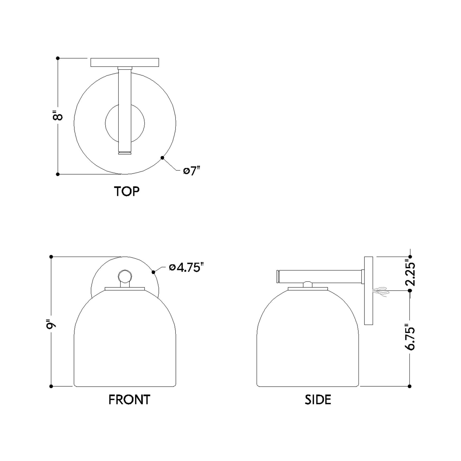 Cara Wall Light - line drawing.