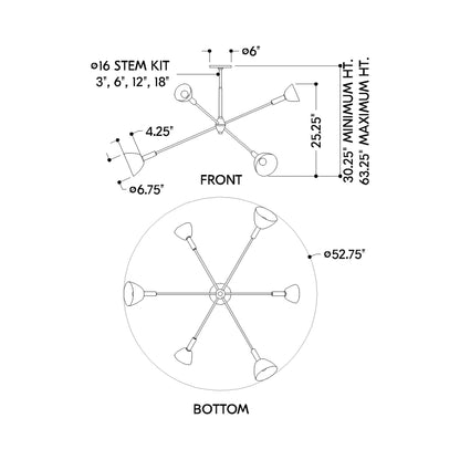 Caraway Chandelier - line drawing.