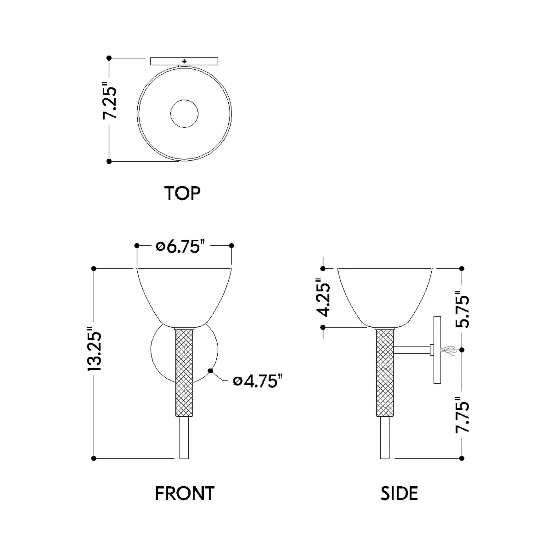 Caraway Wall Light - line drawing.