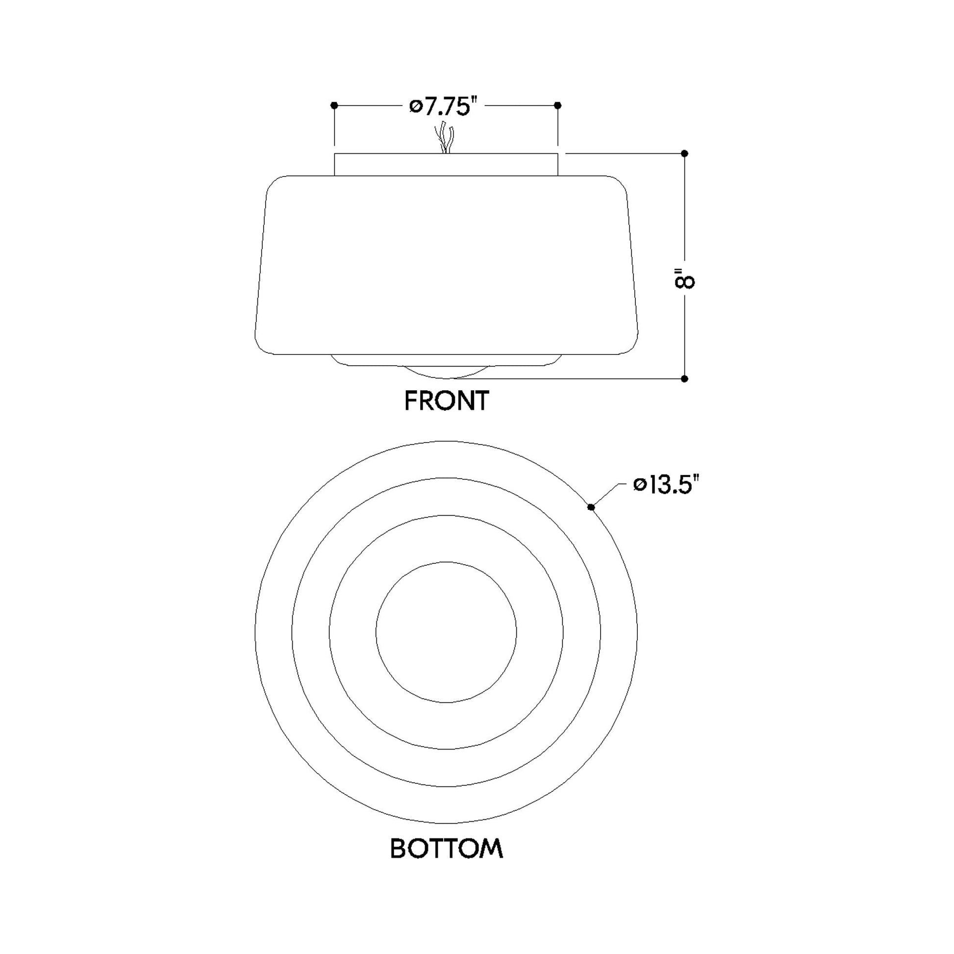 Ciela Flush Mount Ceiling Light - line drawing.