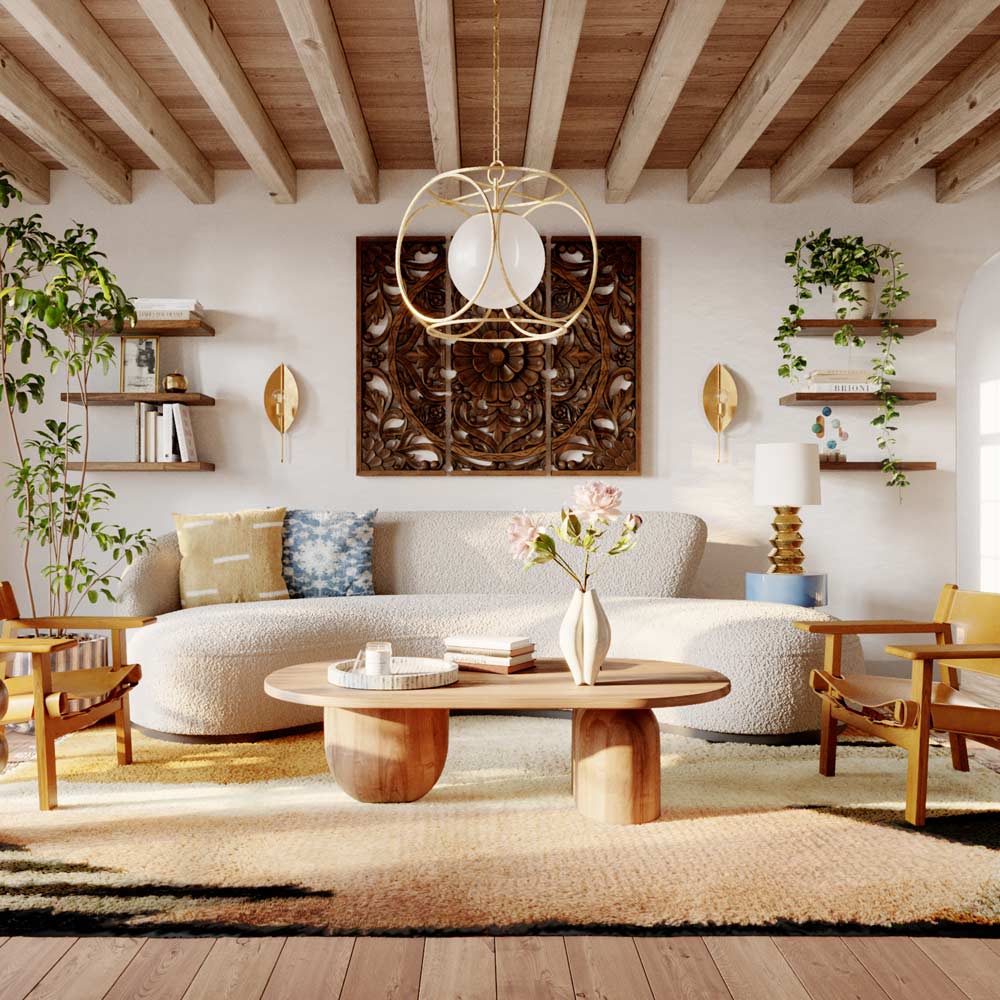 Claire Pendant Light in living room.