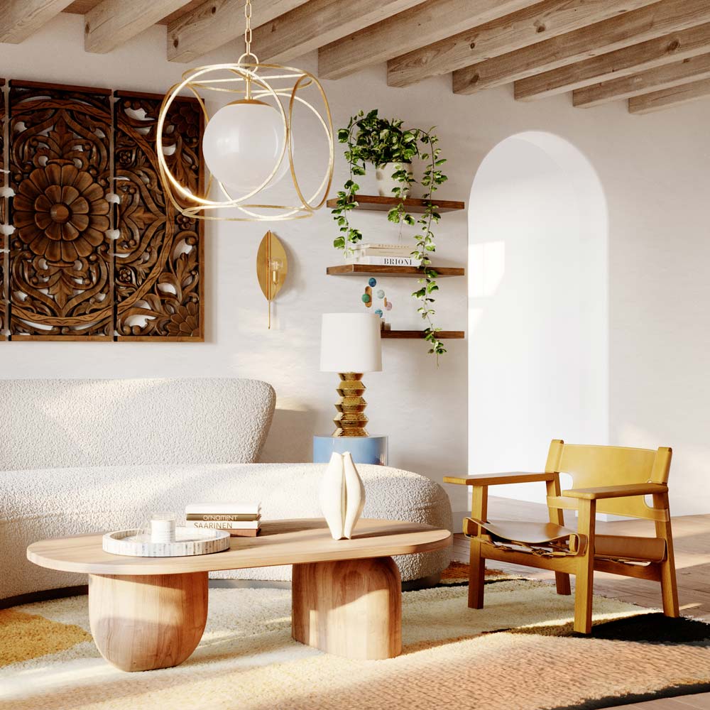 Claire Pendant Light in living room.