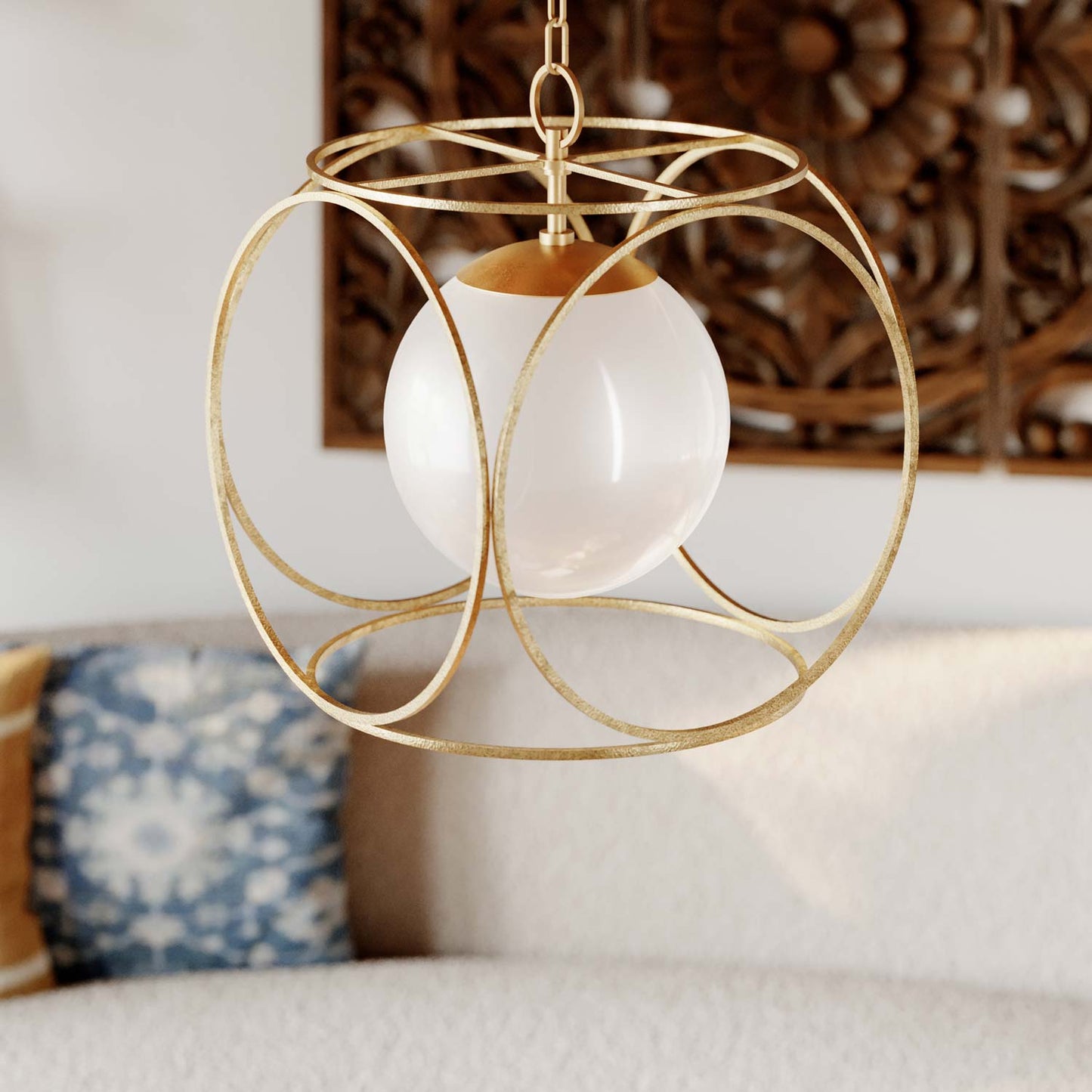 Claire Pendant Light in living room.