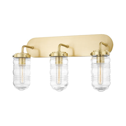 Clara Bath Vanity Light in Aged Brass (3-Light).