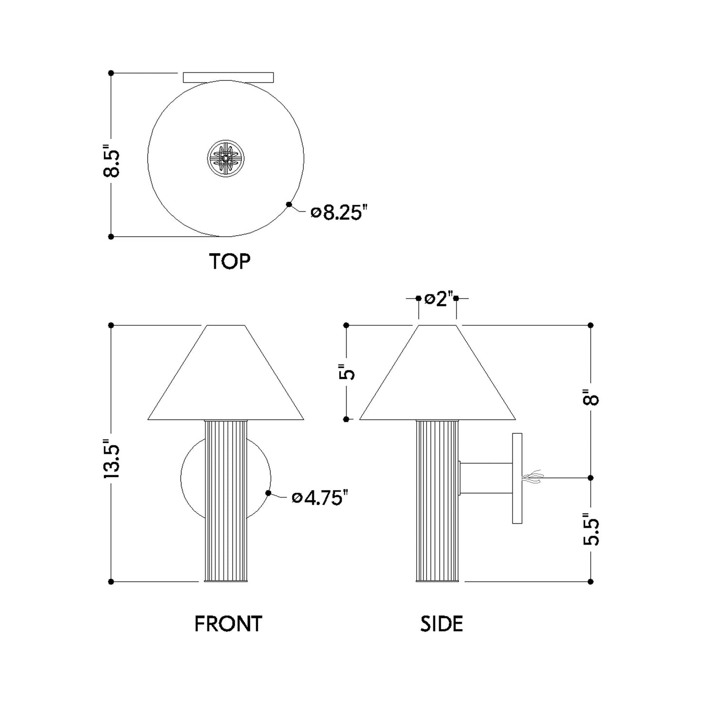 Clover Wall Light - line drawing.