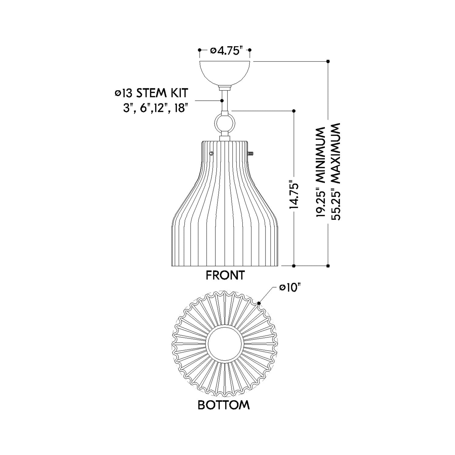 Corinthia Pendant Light - line drawing.