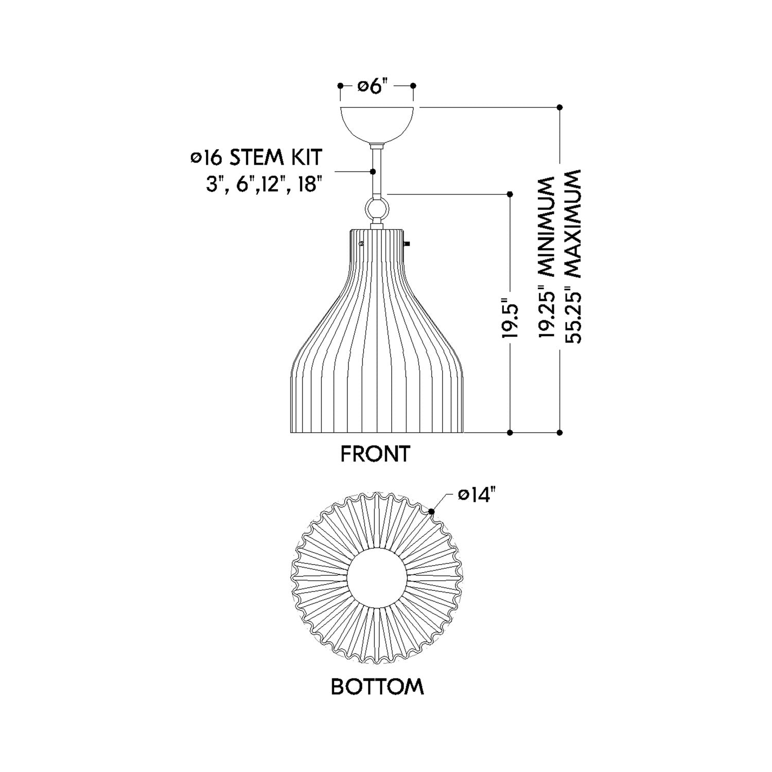Corinthia Pendant Light - line drawing.