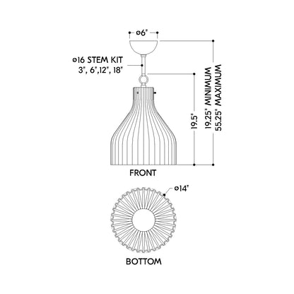 Corinthia Pendant Light - line drawing.