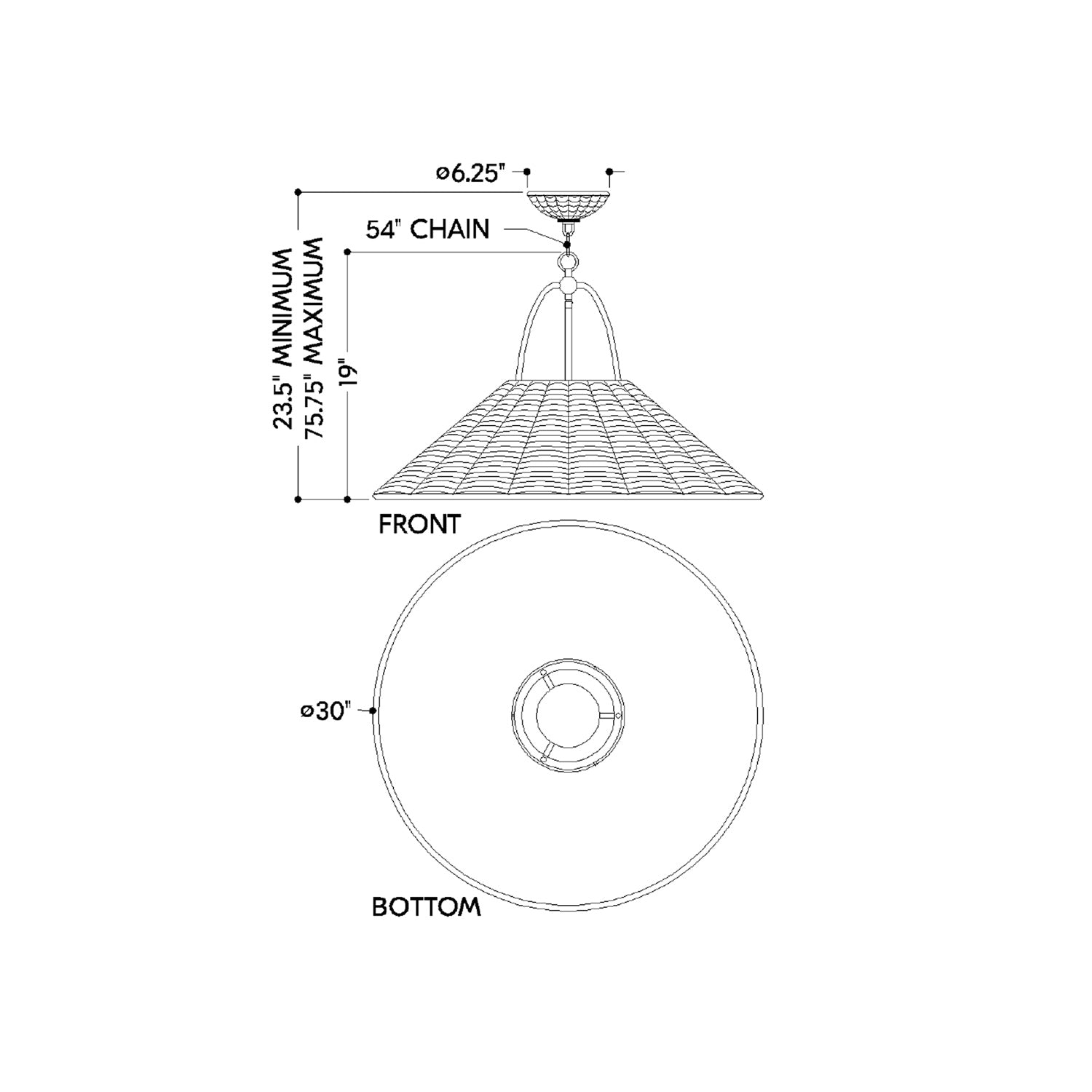 Davida Pendant Light - line drawing.