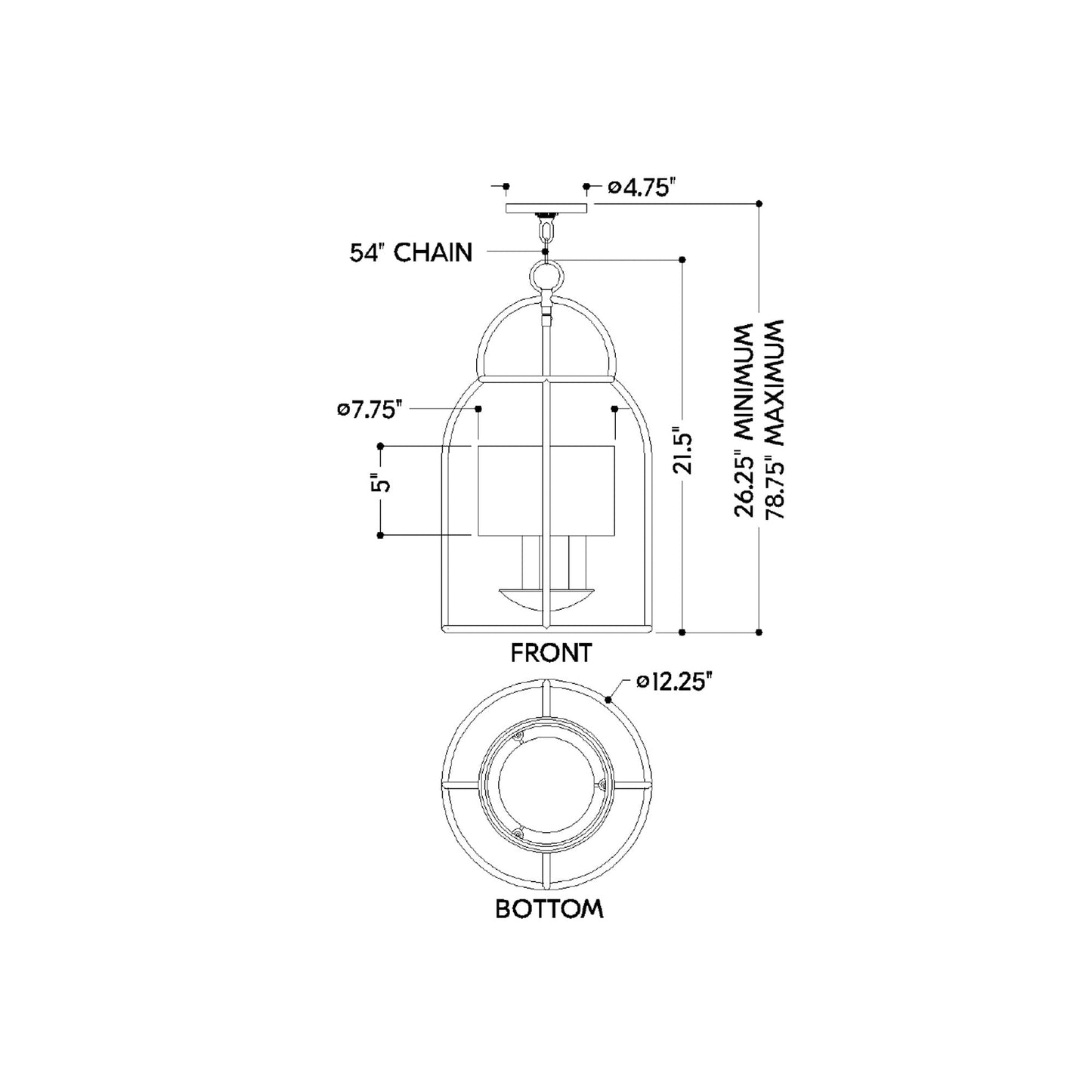 Delia Pendant Light - line drawing.