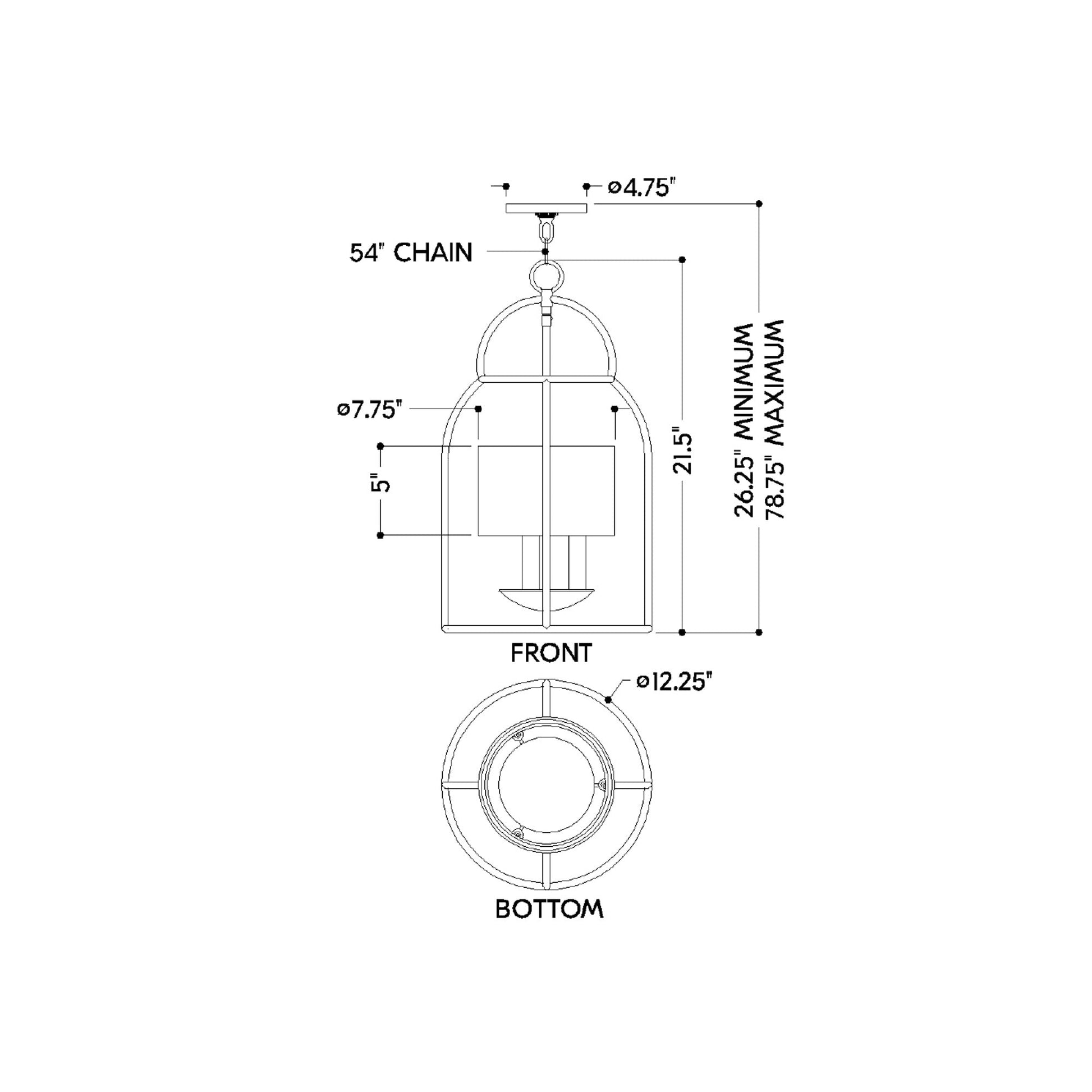 Delia Pendant Light - line drawing.
