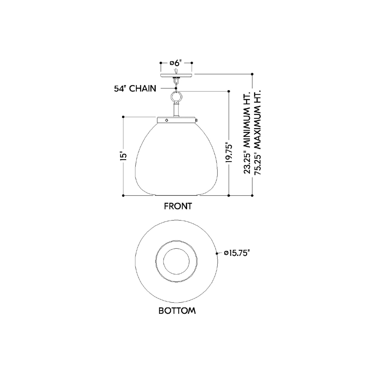 Della H997701 Pendant Light - line drawing.