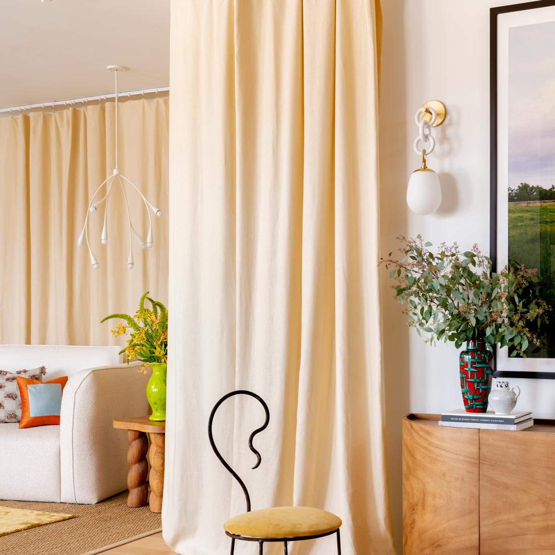 Elsa Chandelier in living room.