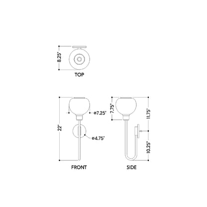 Estelle Wall Light - line drawing.