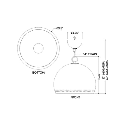 Etna Pendant Light - line drawing.