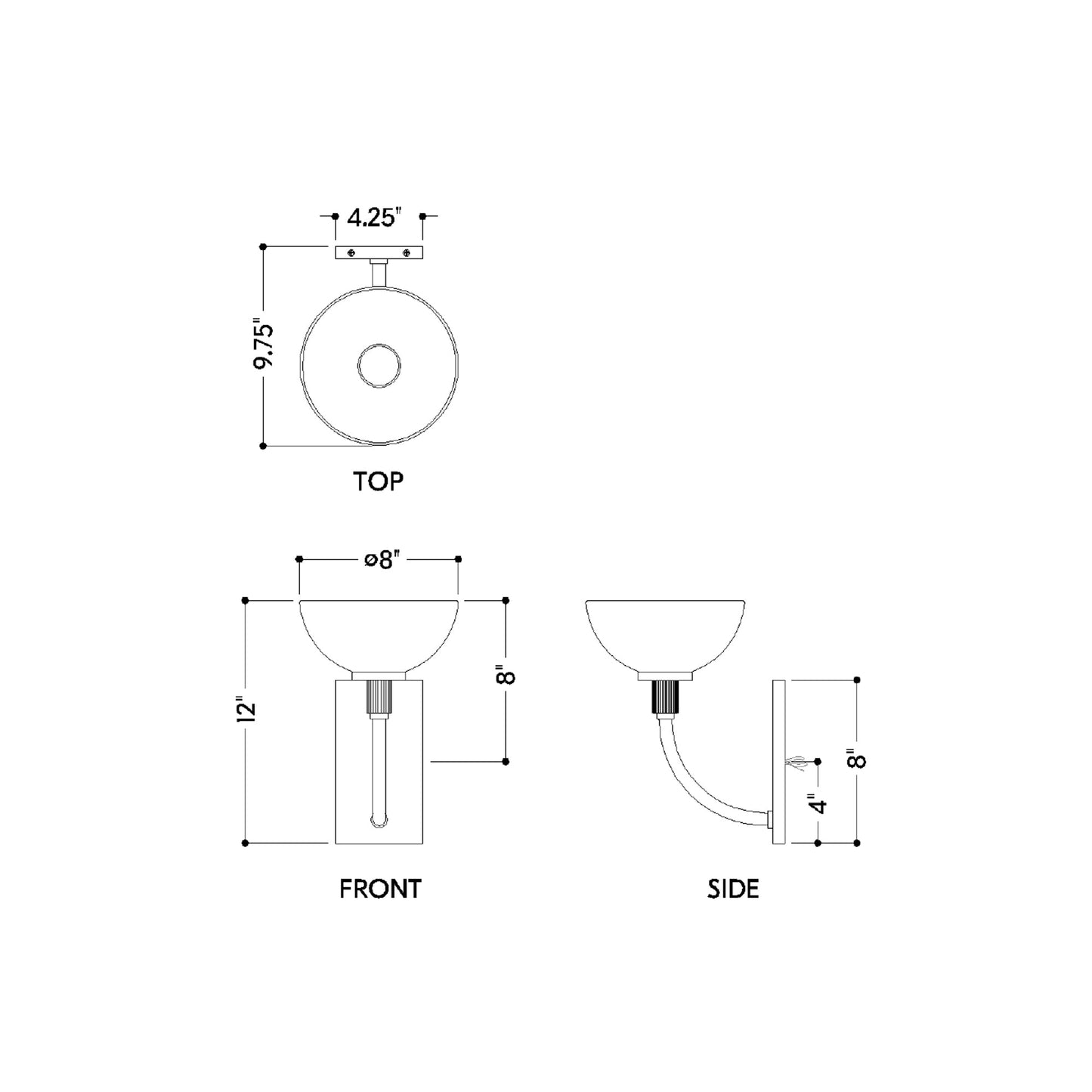 Eva Wall Light - line drawing.
