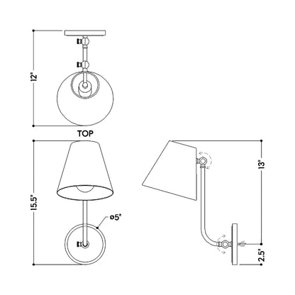 Georgann Wall Light - line drawing.