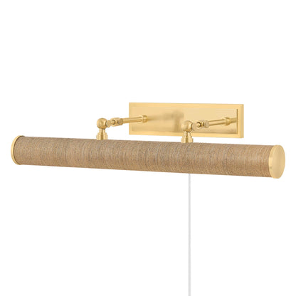 Holly Picture Light in Aged Brass/Grasscloth (3-Light).