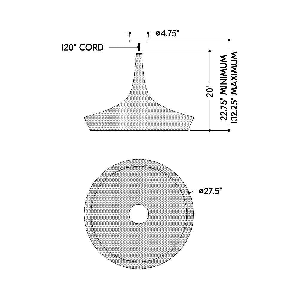 Isola Pendant Light - line drawing.