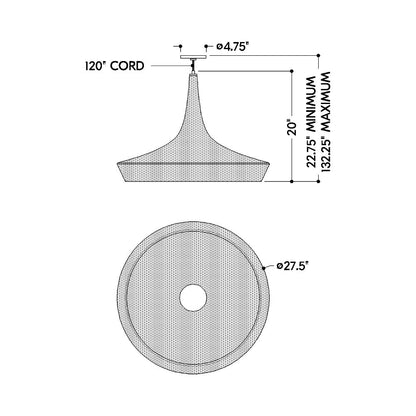 Isola Pendant Light - line drawing.