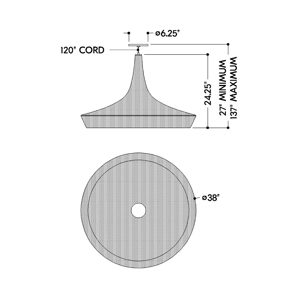 Isola Pendant Light - line drawing.