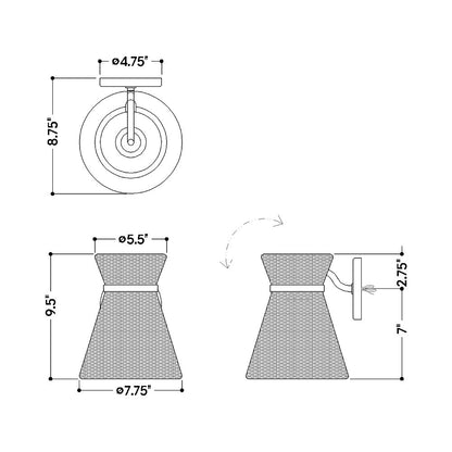 Jamie Wall Light - line drawing.