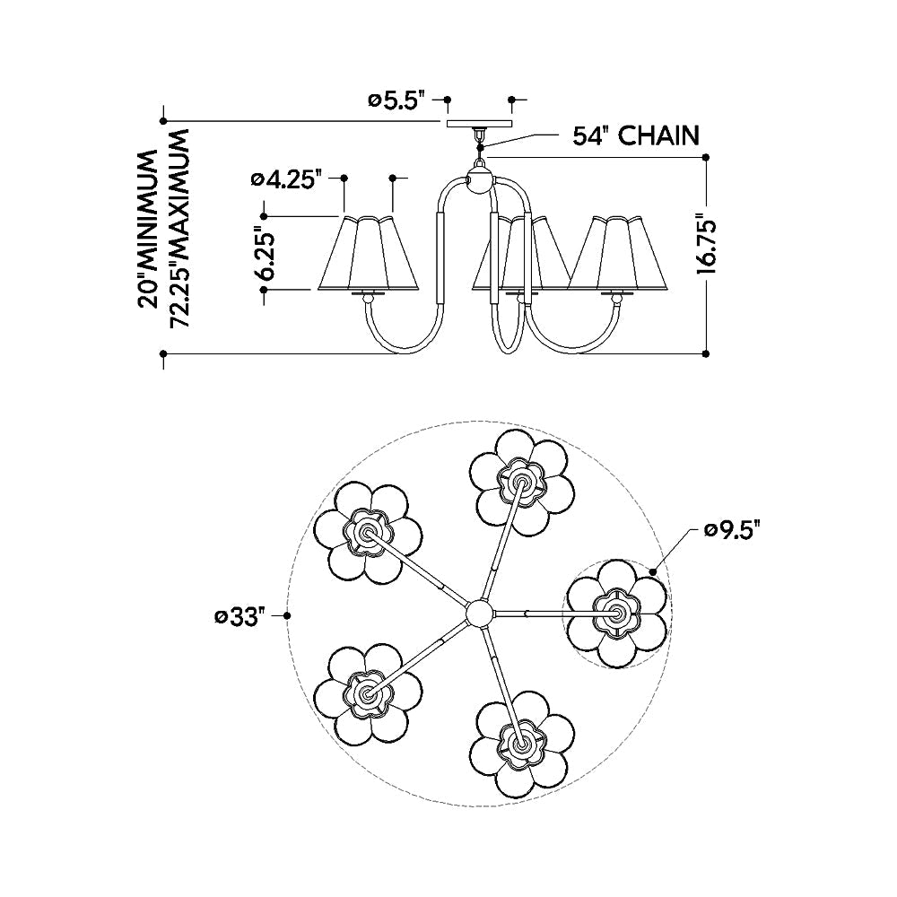 Janie Chandelier - line drawing.