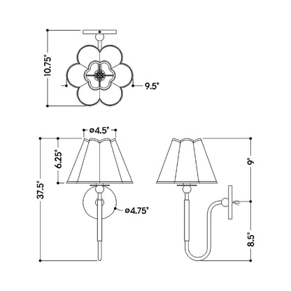 Janie Wall Light - line drawing.