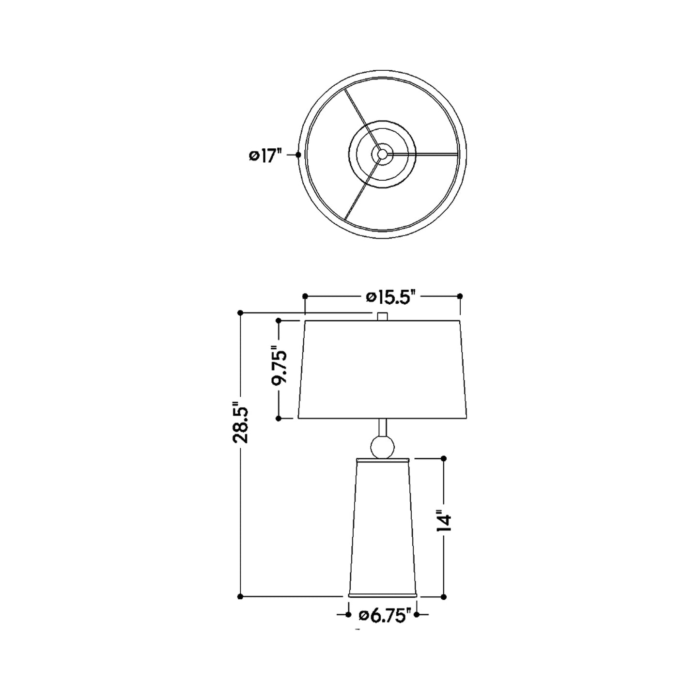 January Table Lamp - line drawing.