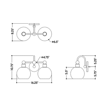 Jerica Bath Vanity Light - line drawing.