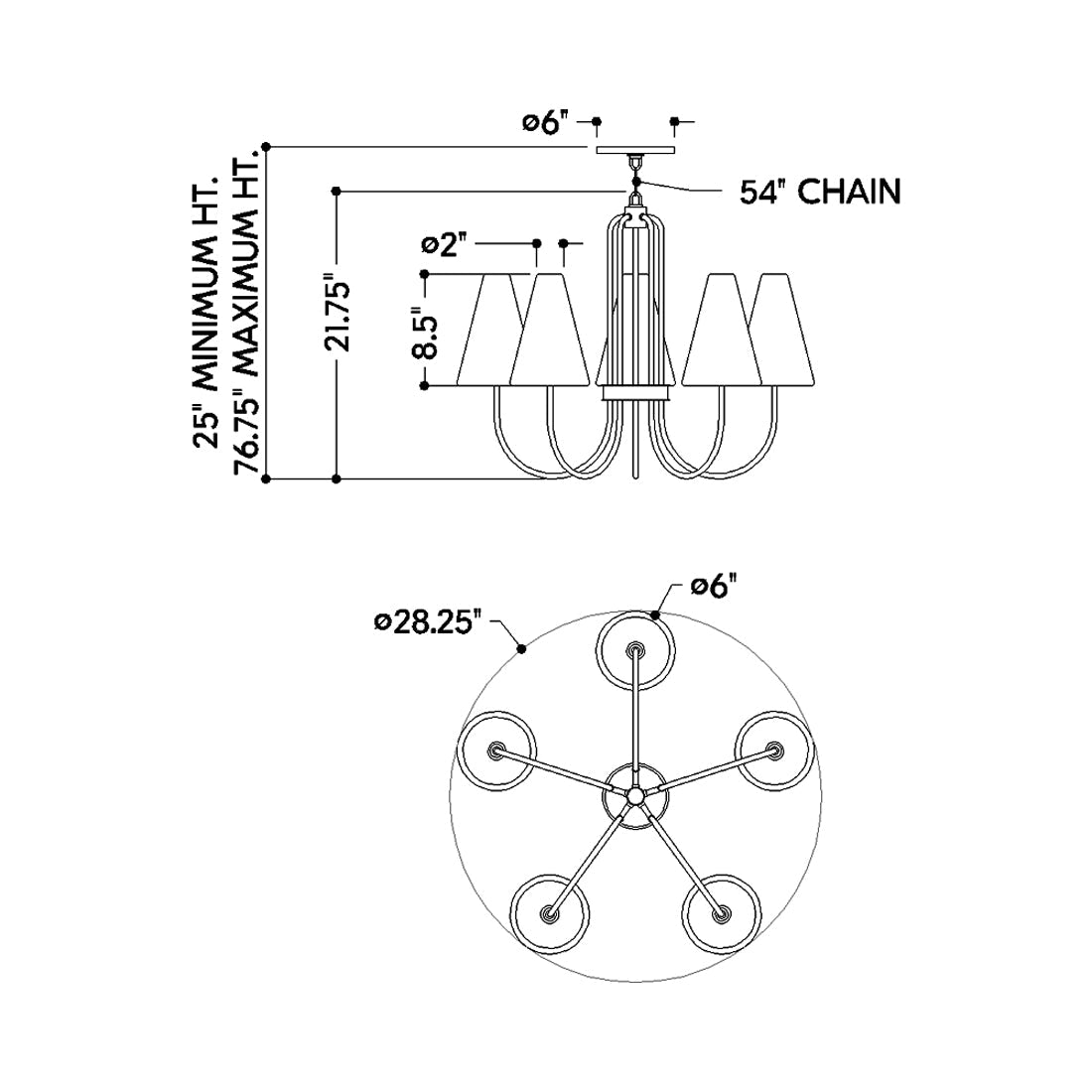Jessel Chandelier - line drawing.