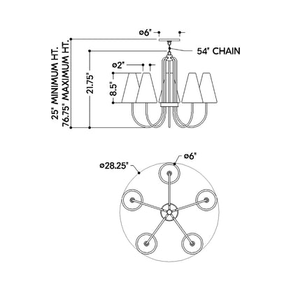 Jessel Chandelier - line drawing.