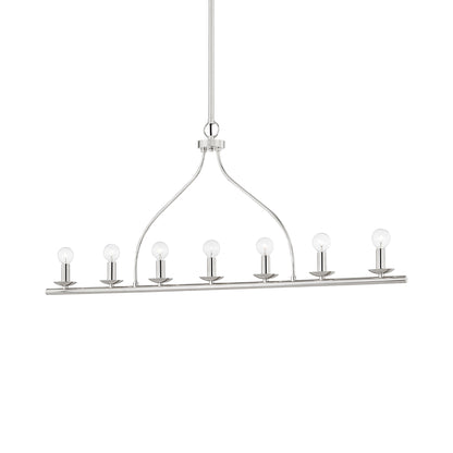 Kendra Linear Pendant Light in Polished Nickel.