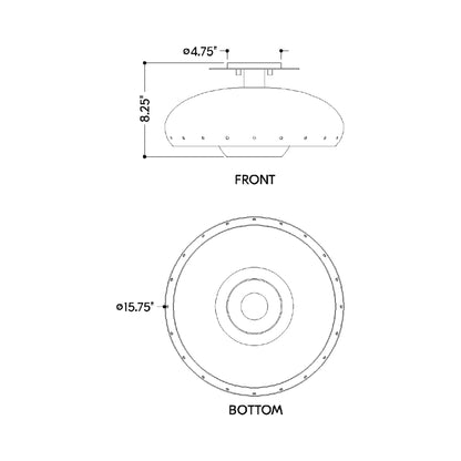 Kimber Flush Mount Ceiling Light - line drawing.