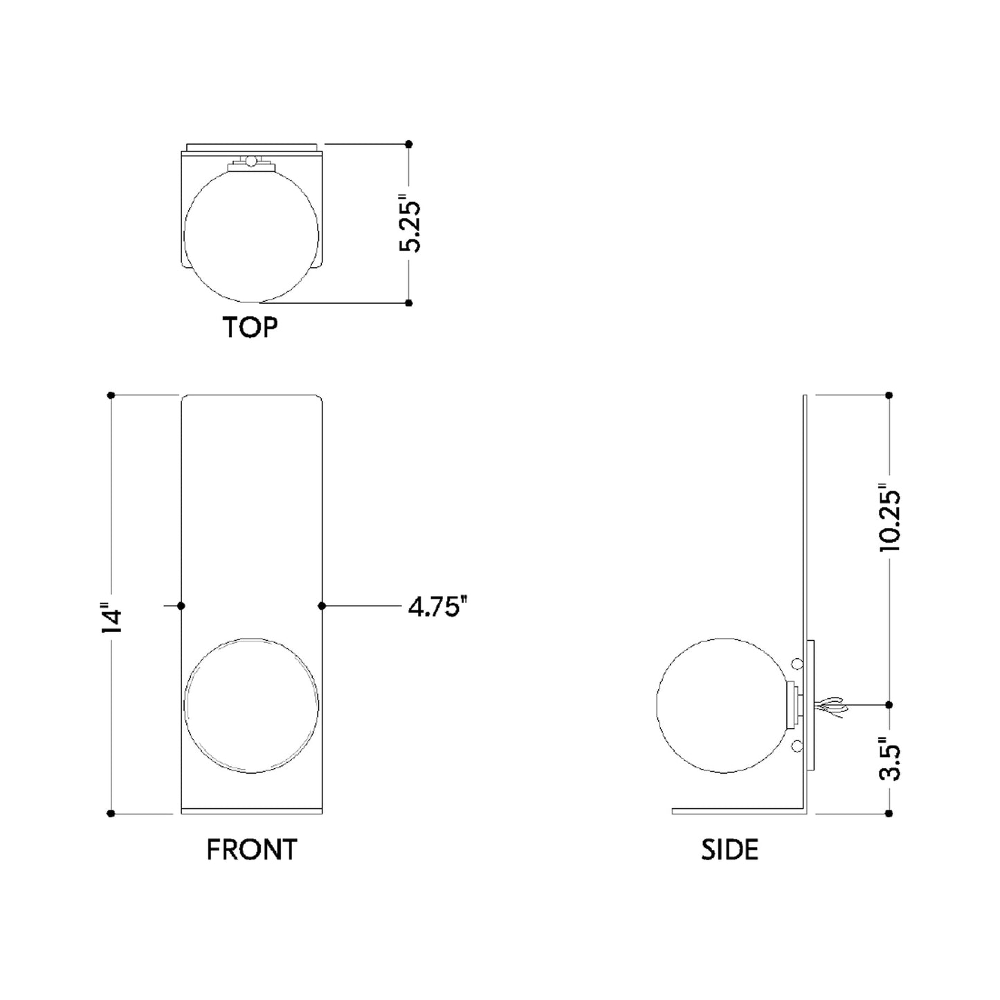 Lani Wall Light - line drawing.