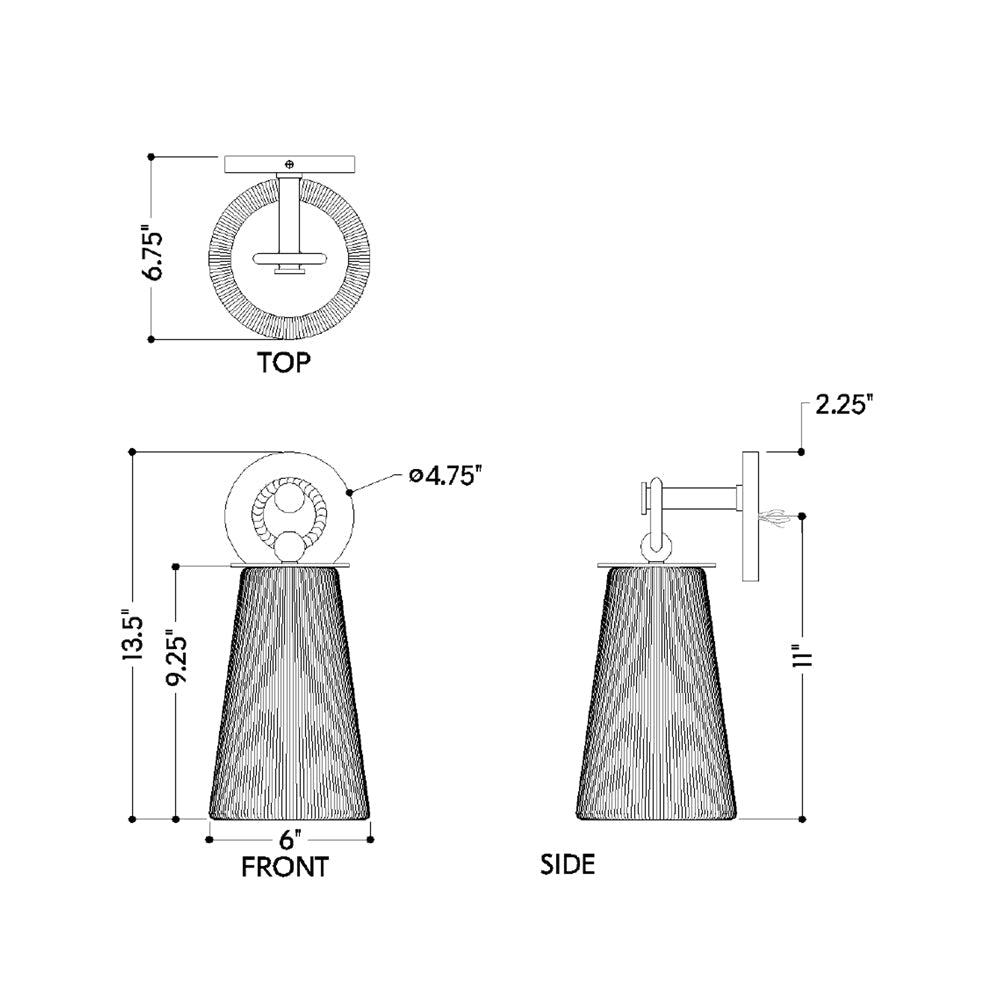 Lauz Wall Light - line drawing.