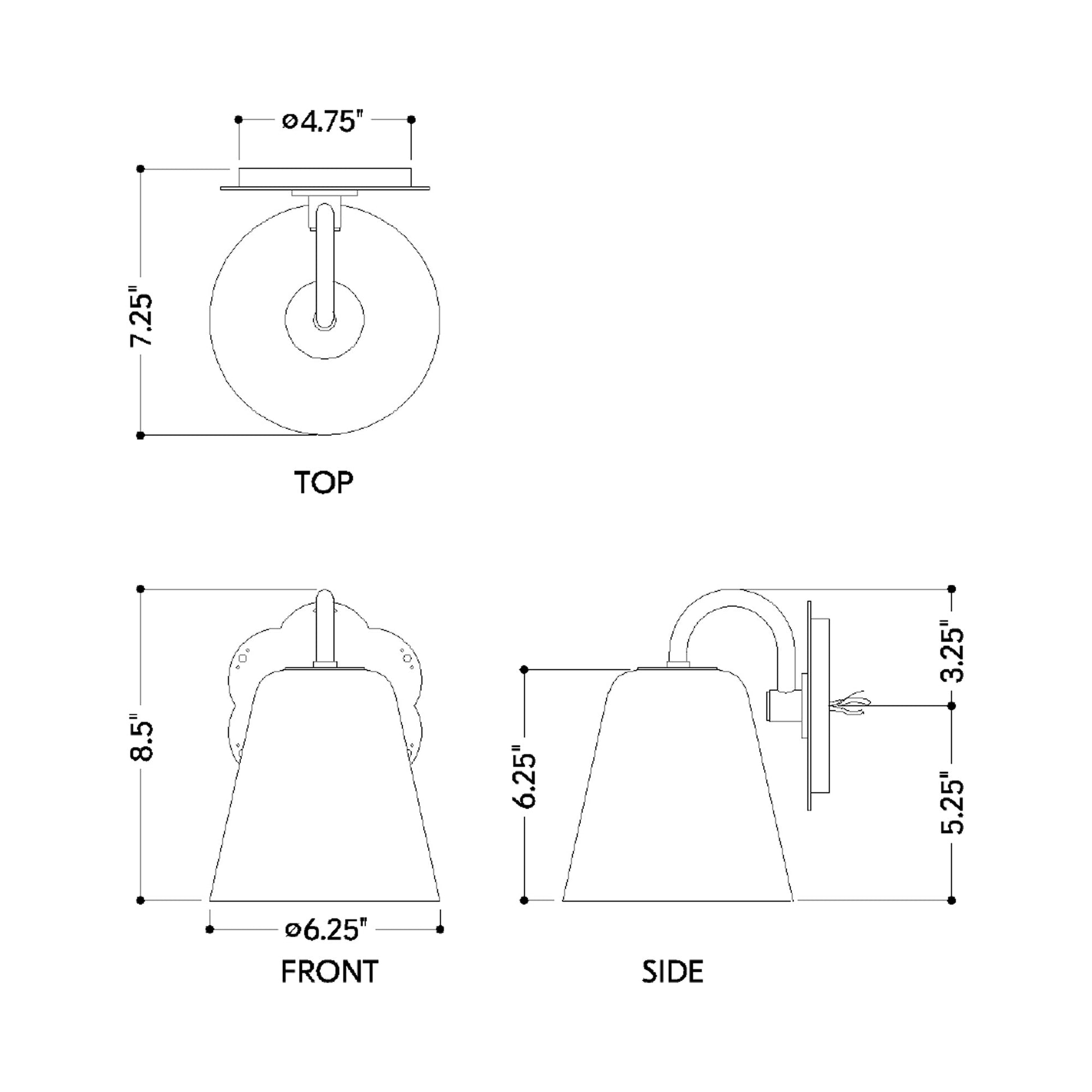 Leonella Bath Wall Light - line drawing.